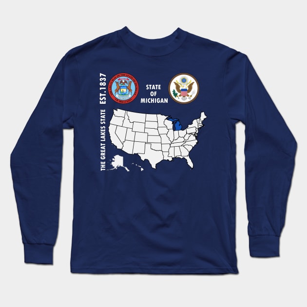 State of Michigan Long Sleeve T-Shirt by NTFGP